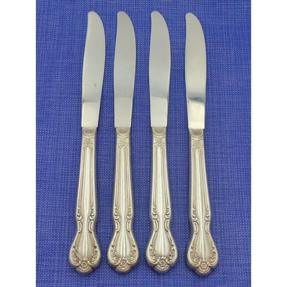 Rogers Brothers Daybreak Elegant Lady 4 Dinner Knives Reinforced Plate IS